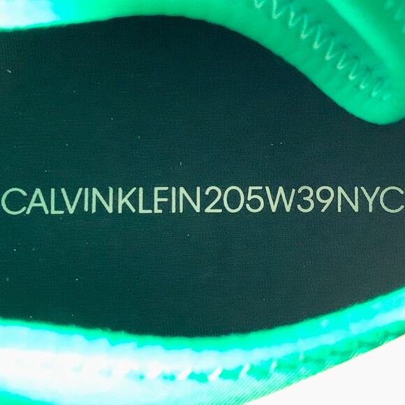 CALVIN KLEIN 205W39NYC 2018 Size 11 Green Grey Pink Color Block Leather Sneakers - Picture 8 of 8